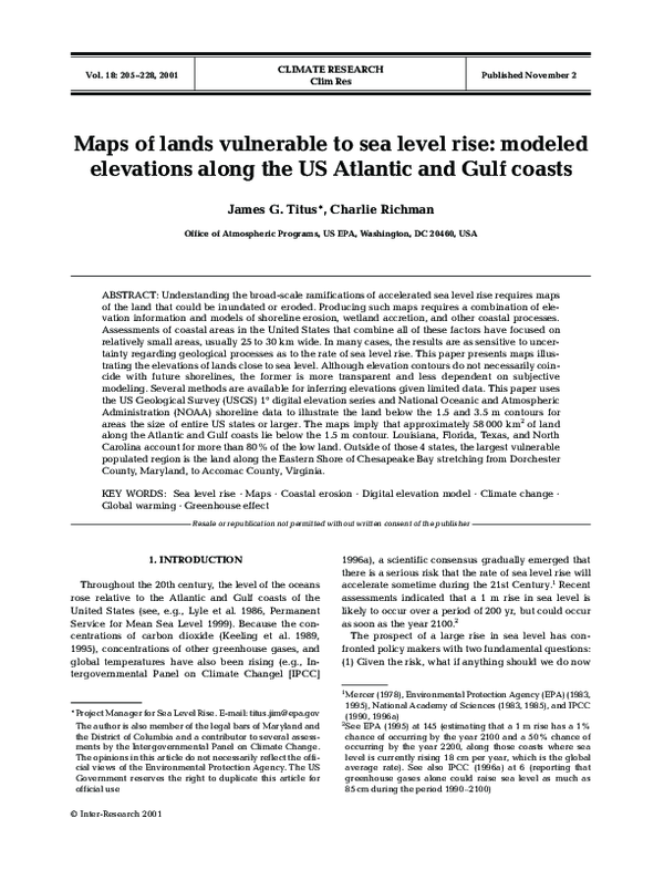 (PDF) Maps of lands vulnerable to sea level rise: modeled elevations ...