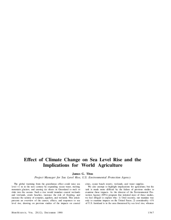 (PDF) Effect of Climate Change on Sea Level Rise and the Implications ...
