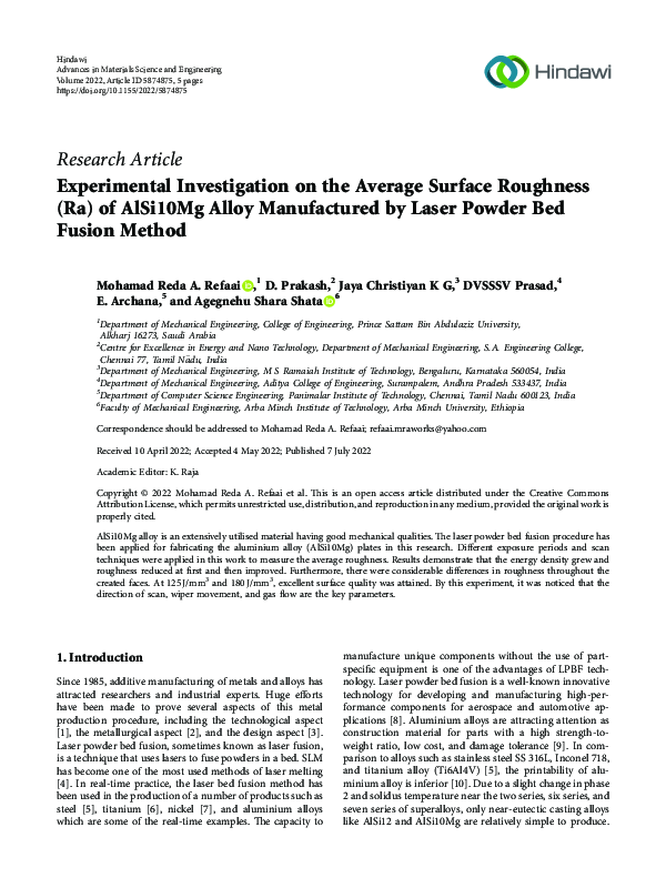 (PDF) Experimental Investigation on the Average Surface Roughness (Ra ...