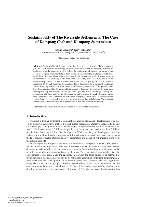 (PDF) Sustainability of The Riverside Settlements: The Case of Kampong ...