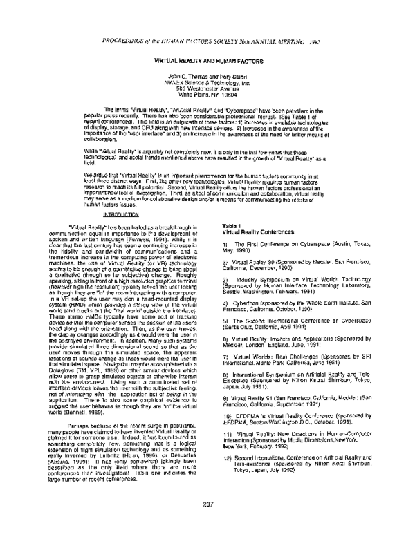(PDF) Virtual Reality and Human Factors