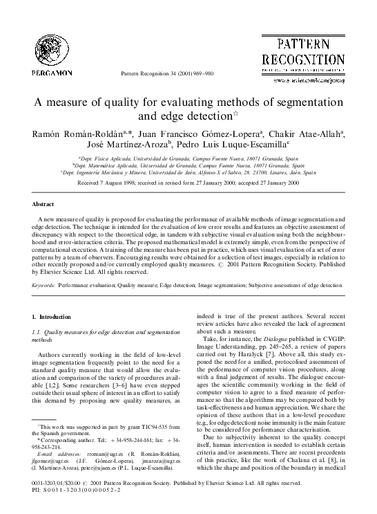 (PDF) A measure of quality for evaluating methods of segmentation and ...