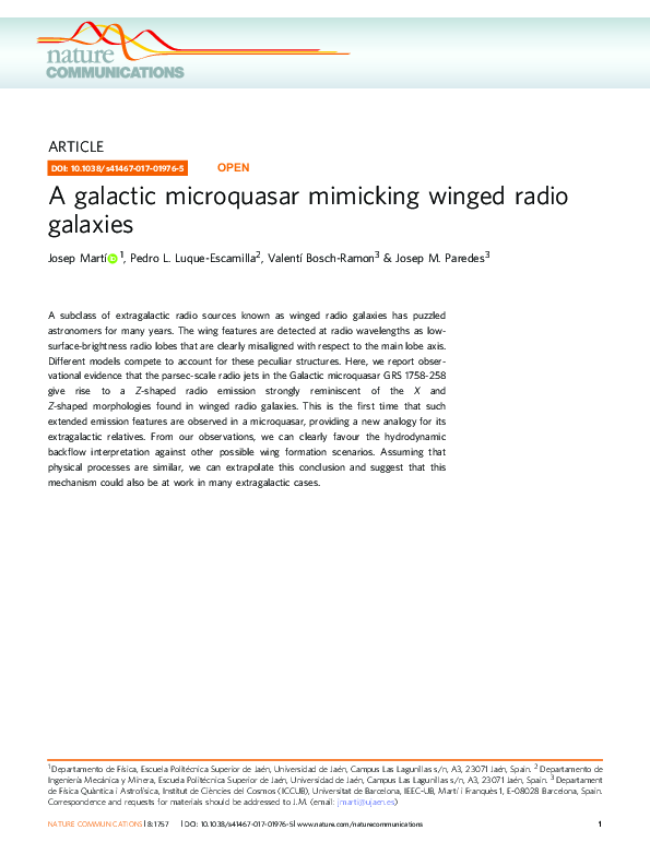 (PDF) A galactic microquasar mimicking winged radio galaxies