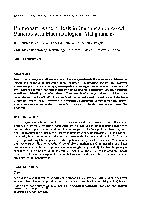 (PDF) Pulmonary aspergillosis in an immunosuppressed patient with ...
