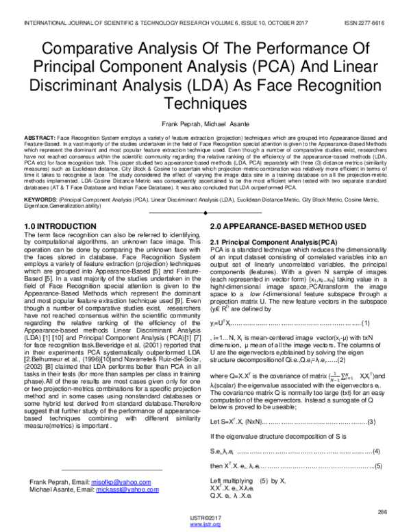 (PDF) Comparative Analysis Of The Performance Of Principal Component ...