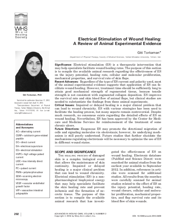 (PDF) Electrical Stimulation of Wound Healing: A Review of Animal ...