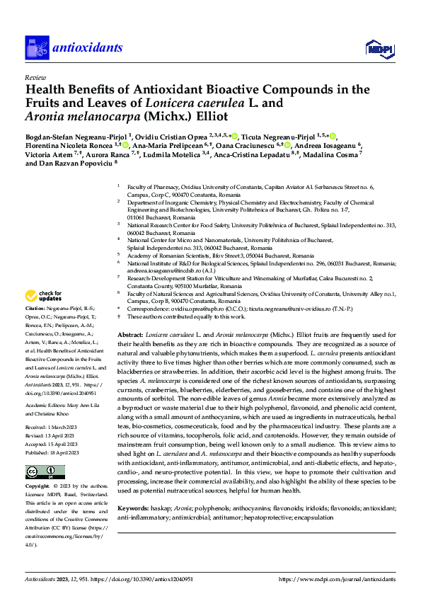 (PDF) Health Benefits of Antioxidant Bioactive Compounds in the Fruits ...