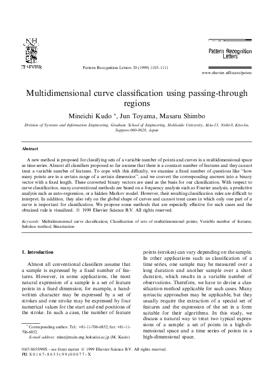 (PDF) Multidimensional curve classification using passing-through regions