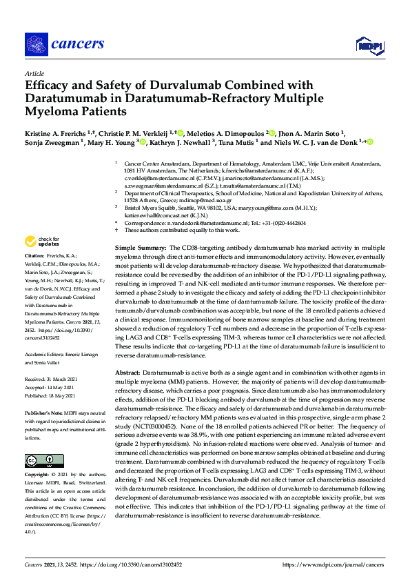 (PDF) Efficacy and Safety of Durvalumab Combined with Daratumumab in ...