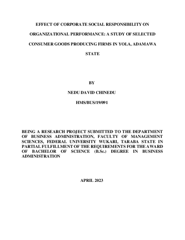 (PDF) EFFECT OF CORPORATE SOCIAL RESPONSIBILITY ON ORGANIZATIONAL ...