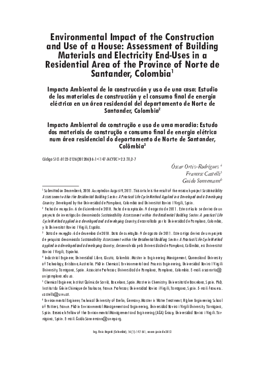 (PDF) Environmental Impact of the Construction and Use of a House ...