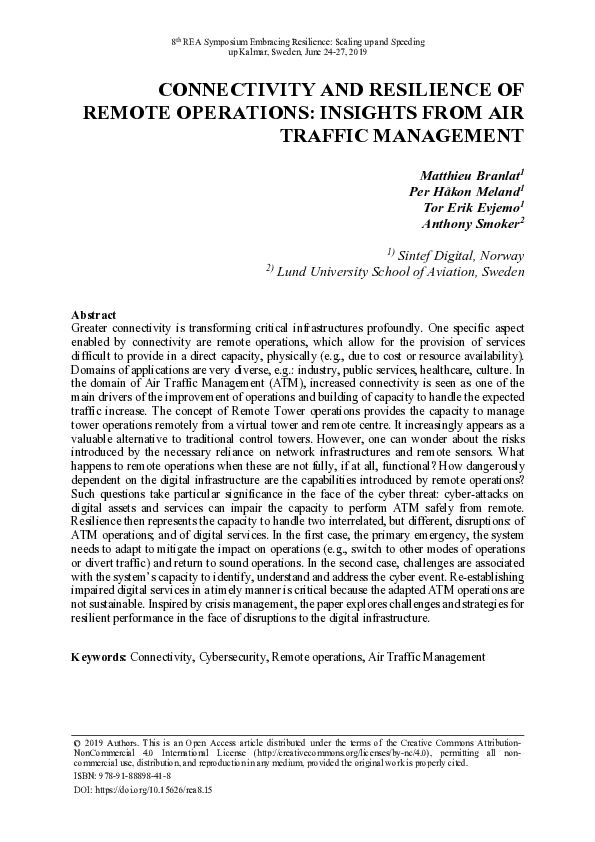 (PDF) Connectivity and resilience of remote operations: insights from ...