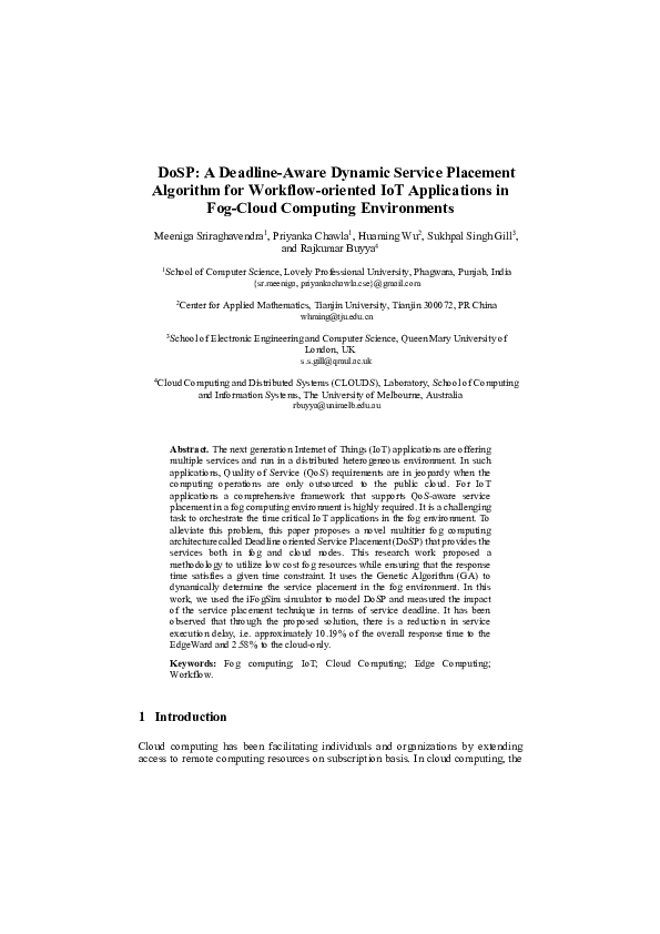 (PDF) DoSP: A Deadline-Aware Dynamic Service Placement Algorithm for ...