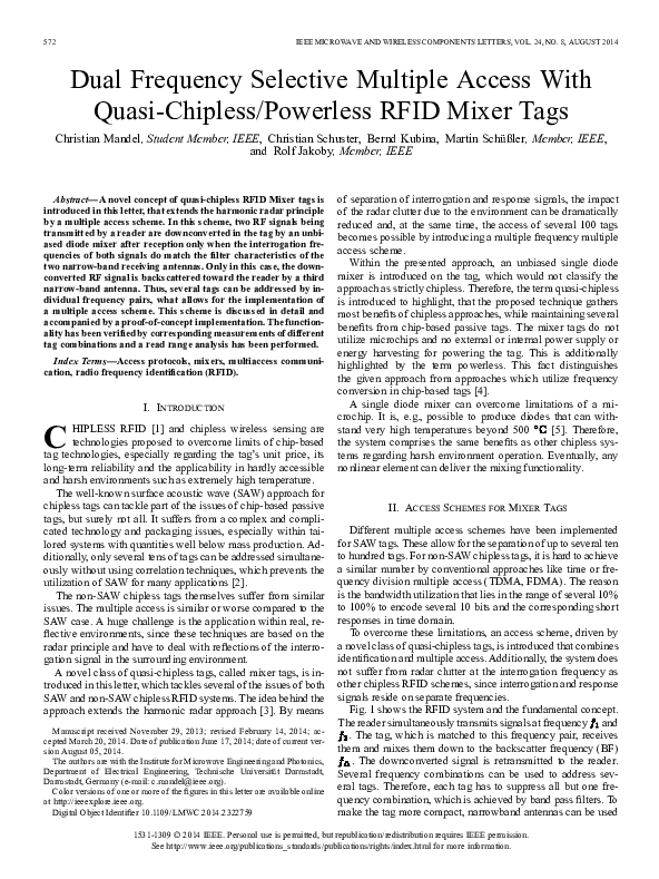 (PDF) Dual Frequency Selective Multiple Access With Quasi-Chipless ...