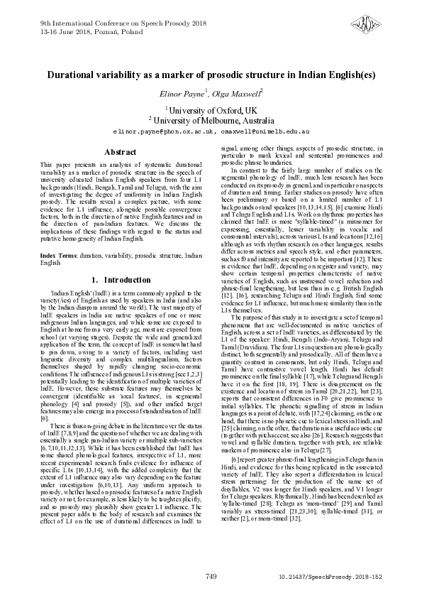 (PDF) Durational variability as a marker of prosodic structure in ...