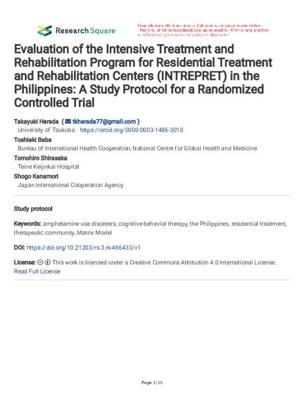 (PDF) Evaluation of the Intensive Treatment and Rehabilitation Program ...