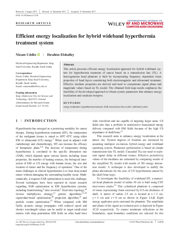 (PDF) Efficient energy localization for hybrid wideband hyperthermia ...