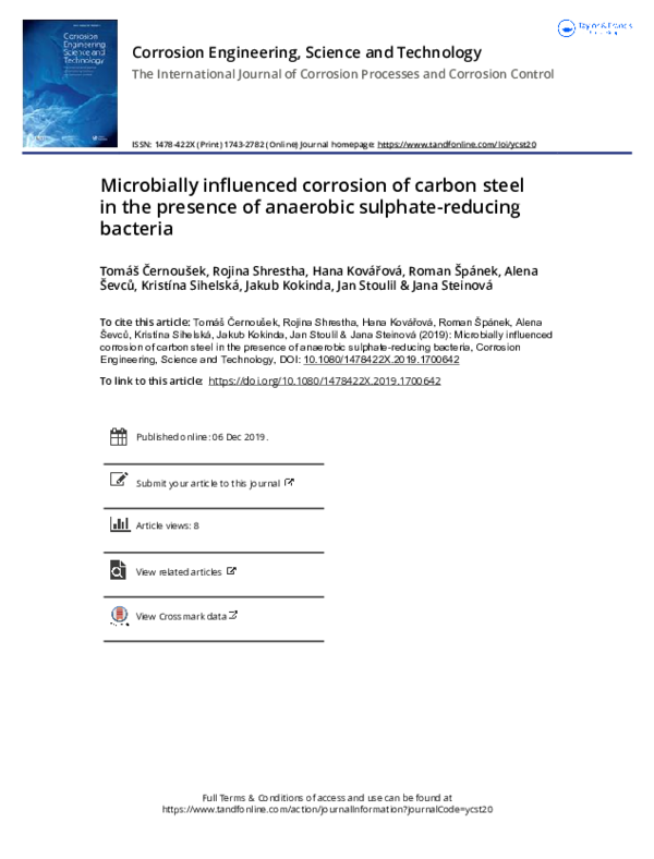 (PDF) Microbially influenced corrosion of carbon steel in the presence ...