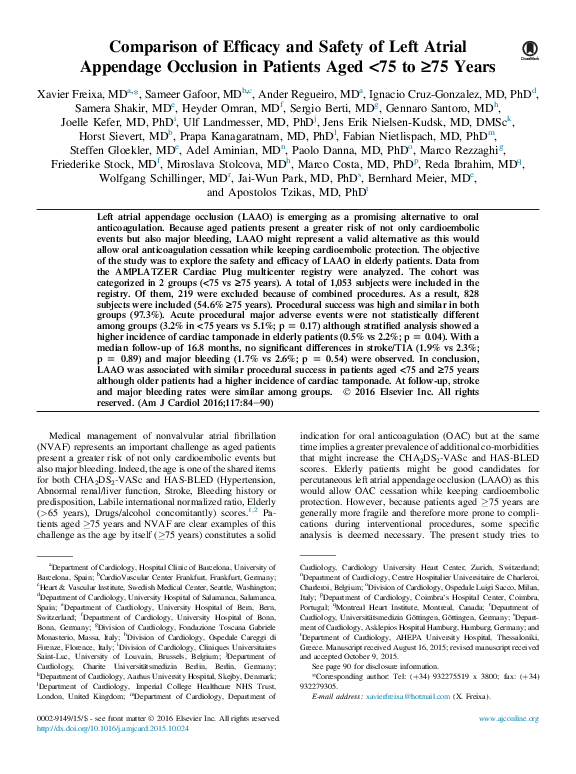 (PDF) Comparison of Efficacy and Safety of Left Atrial Appendage ...