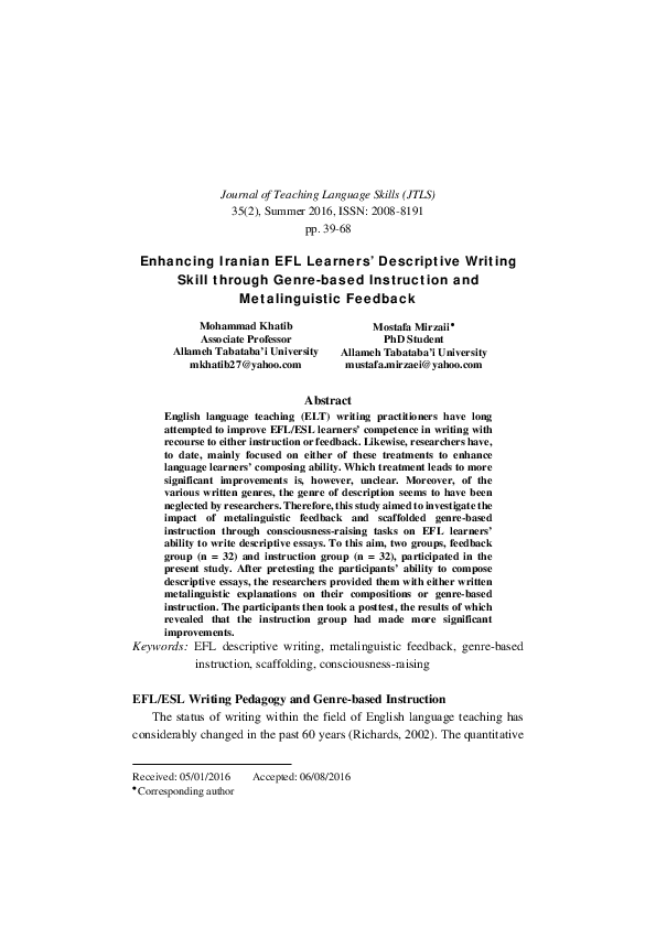 (PDF) Enhancing Iranian EFL Learners’ Descriptive Writing Skill through ...