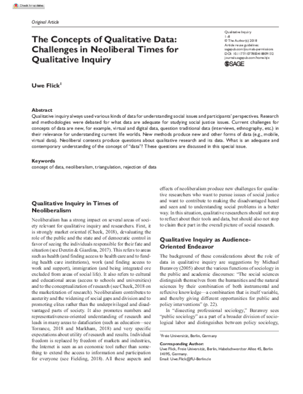 (PDF) The Concepts of Qualitative Data: Challenges in Neoliberal Times ...
