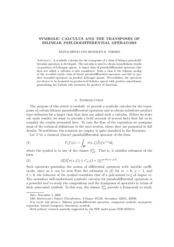 (PDF) Symbolic Calculus and the Transposes of Bilinear ...