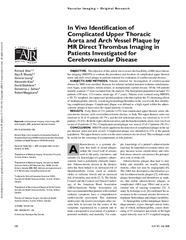 (PDF) In Vivo Identification of Complicated Upper Thoracic Aorta and ...