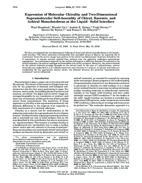 (PDF) Expression of Molecular Chirality and Two-Dimensional ...