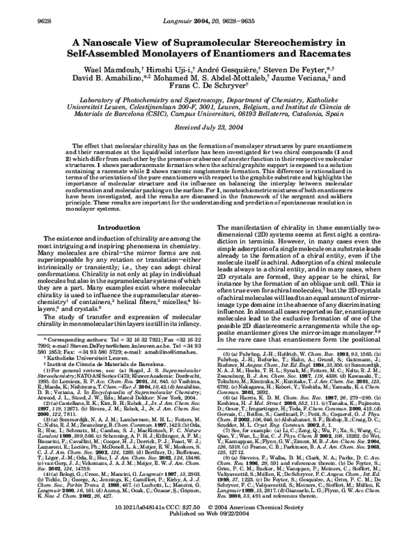 (PDF) A nanoscale view of supramolecular stereochemistry in self ...
