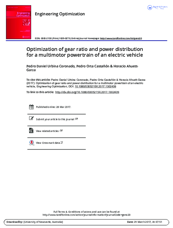 (PDF) Optimization of gear ratio and power distribution for a