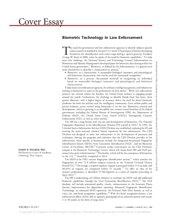 (PDF) Biometric Technology in Law Enforcement