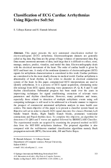 (PDF) Classification of ECG Cardiac Arrhythmias Using Bijective Soft Set
