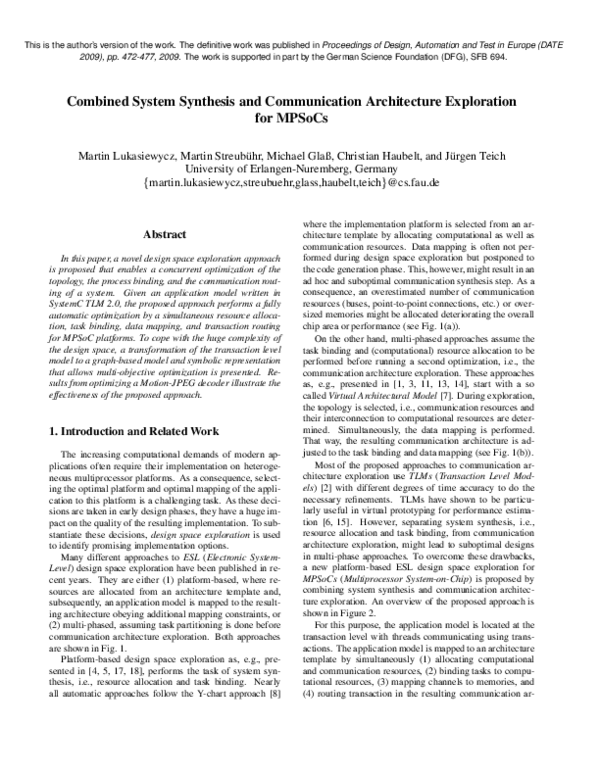 (PDF) Combined system synthesis and communication architecture ...