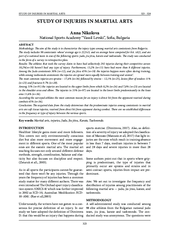 (PDF) Study of Injuries in Martial Arts