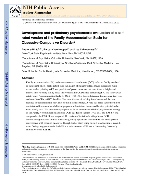 (PDF) Development and Preliminary Psychometric Evaluation of the Self ...