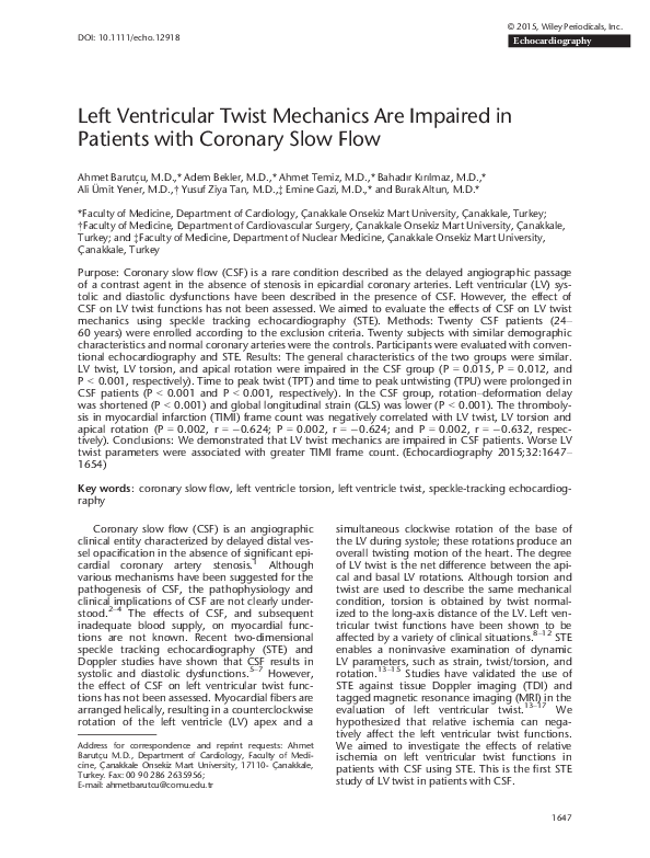 (PDF) Left Ventricular Twist Mechanics Are Impaired in Patients with ...