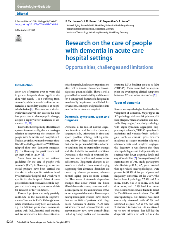 (PDF) Research on the care of people with dementia in acute care ...