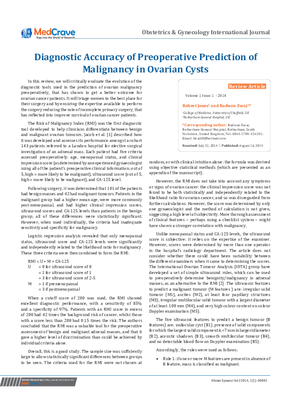 (PDF) Diagnostic Accuracy of Preoperative Prediction of Malignancy in ...