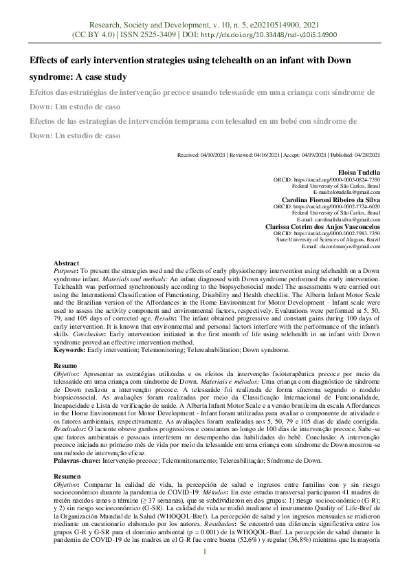 (PDF) Effects of early intervention strategies using telehealth on an ...