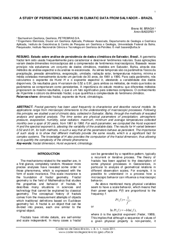 (PDF) A Study of Persistence Analysis in Climatic Data from Salvador ...