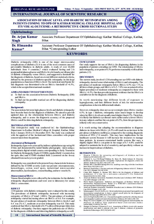 (PDF) Association of HBA1C Leveland Diabetic Retinopathy Among Patients ...
