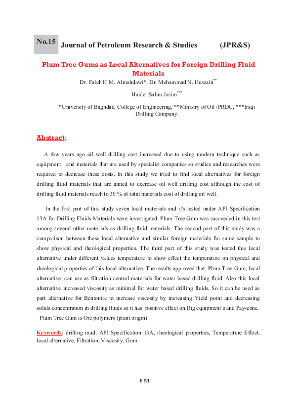 (PDF) Plum Tree Gums as Local Alternatives for Foreign Drilling Fluid ...