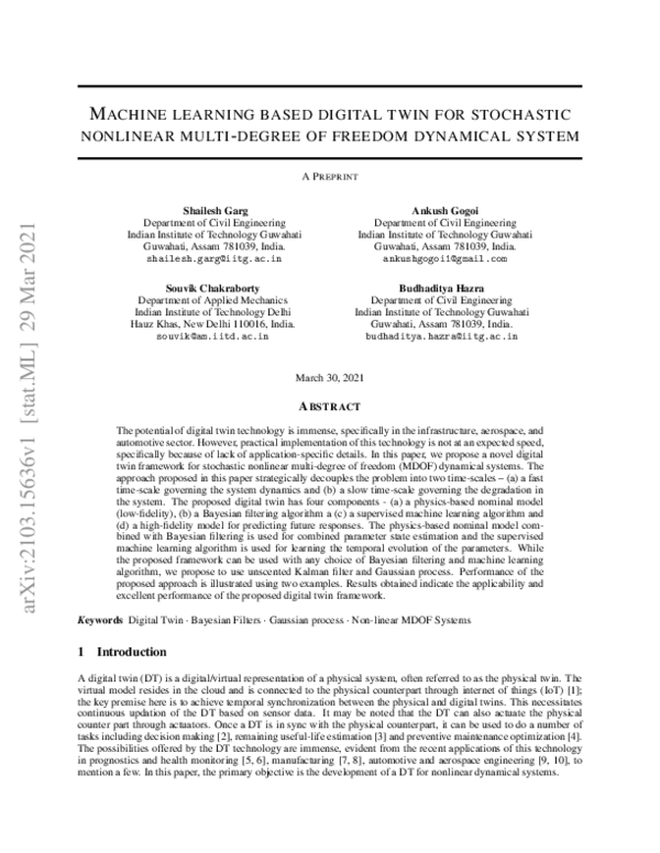 (PDF) Machine learning based digital twin for stochastic nonlinear ...