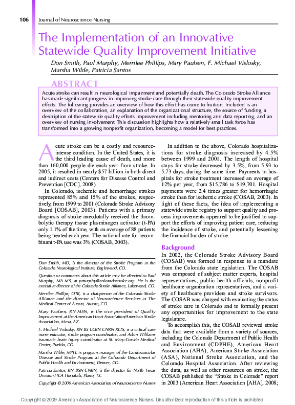 (PDF) The Implementation of an Innovative Statewide Quality Improvement ...