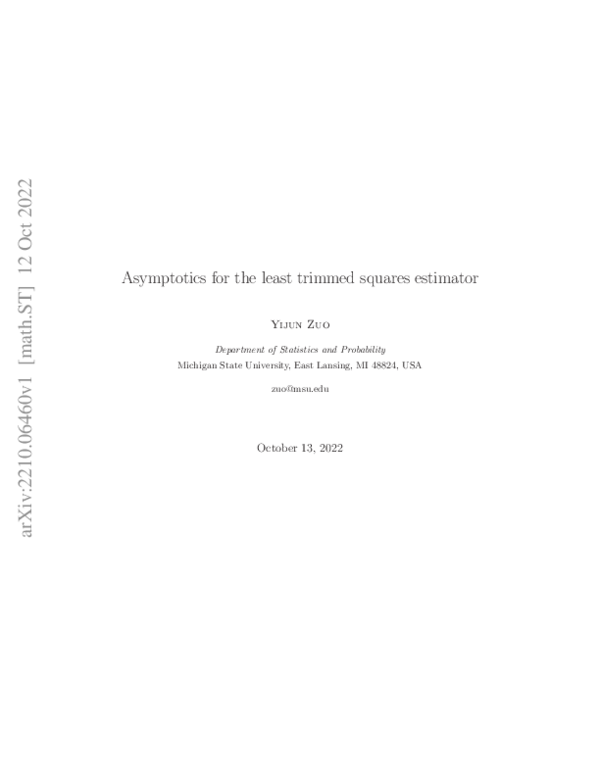 (PDF) Asymptotics for the least trimmed squares estimator