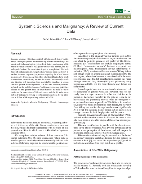 (PDF) Systemic Sclerosis and Malignancy: A Review of Current Data