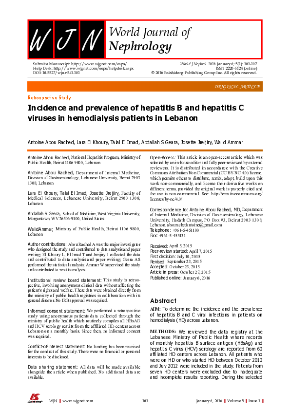 (PDF) Incidence and prevalence of hepatitis B and hepatitis C viruses ...