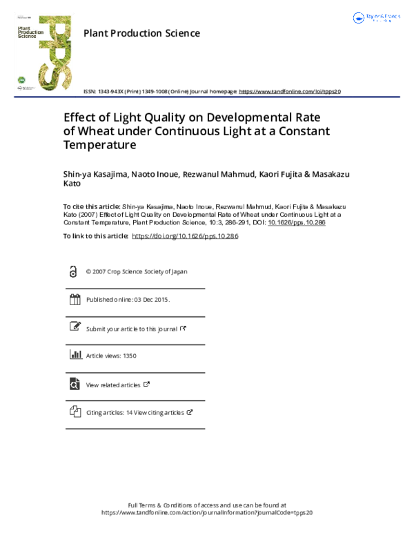(PDF) Effect of Light Quality on Developmental Rate of Wheat under ...