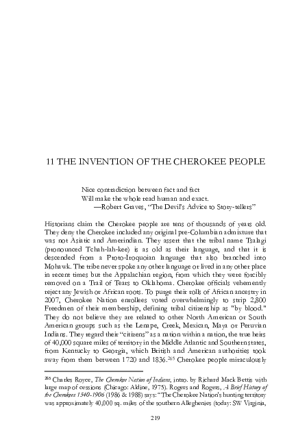 (PDF) Chapter 11 THE INVENTION OF THE CHEROKEE PEOPLE