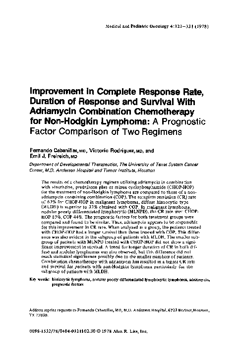 (PDF) Improvement in complete response rate, duration of response and ...